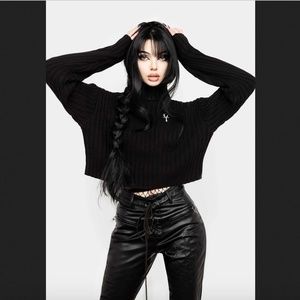 SOLD Disturbia Fate Funnel Neck Crop Jumper